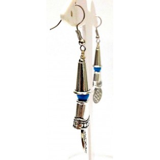 Silver Oxidized Earring Hook Dangle Drop Long - Fashion Novelty Gift - THE FAN 2